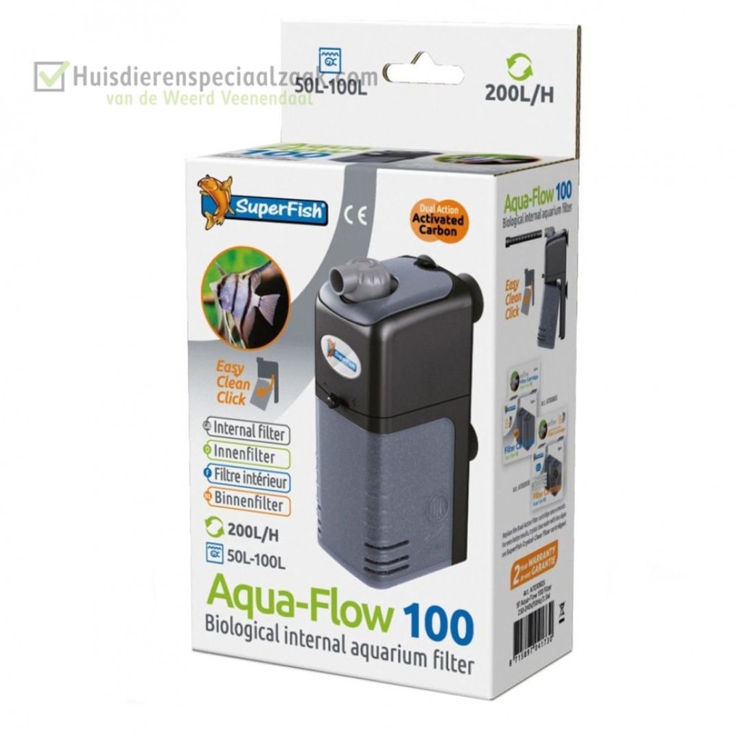 Superfish aquarium filter, Aqua-flow 100, 200 liter per uur, binnen filter