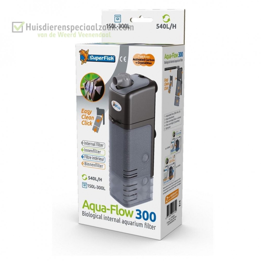 Superfish aquarium filter, Aqua-flow 300, 540 liter per uur, binnen filter