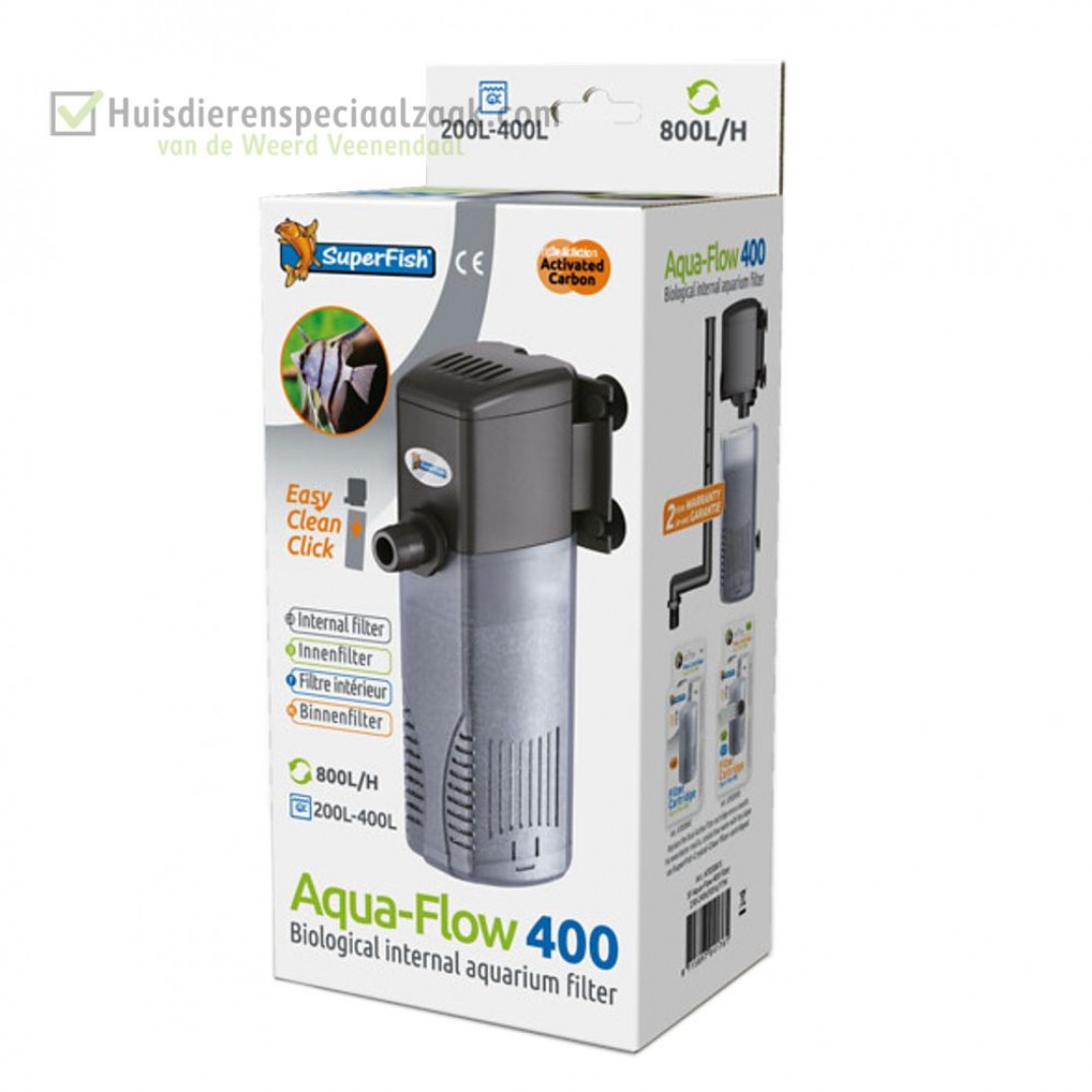 Superfish aquarium filter, Aqua-flow 400, 800 liter per uur, binnen filter