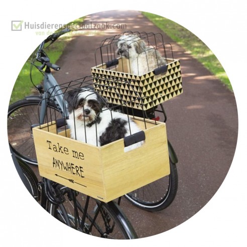 Houten honden fietsmand Houten honden fietsmand
