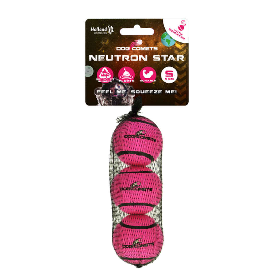 Dog Comets Neutron Star Tennisbal Met Pieper S Roze (3-pack)