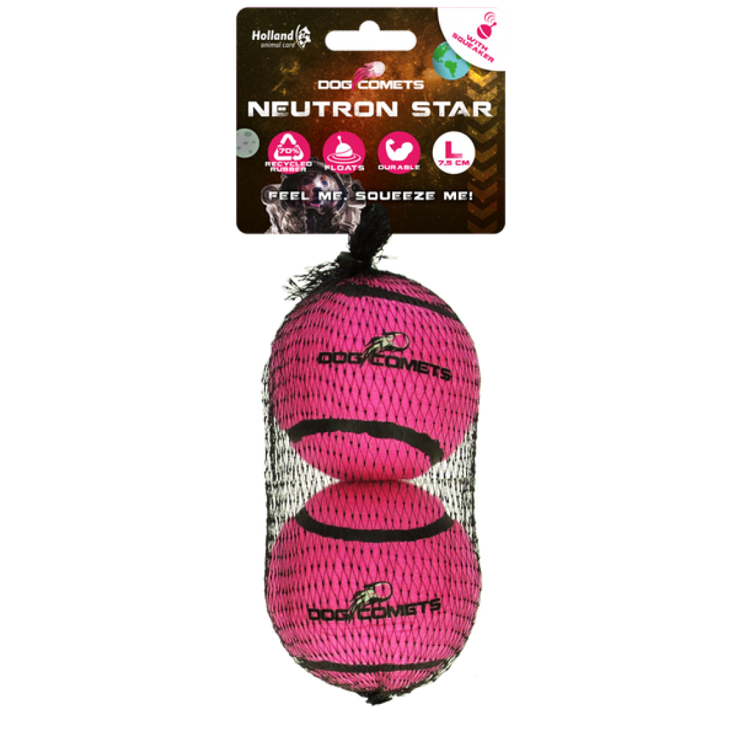 Dog Comets Neutron Star Tennisbal Met Pieper L Roze (2-pack)
