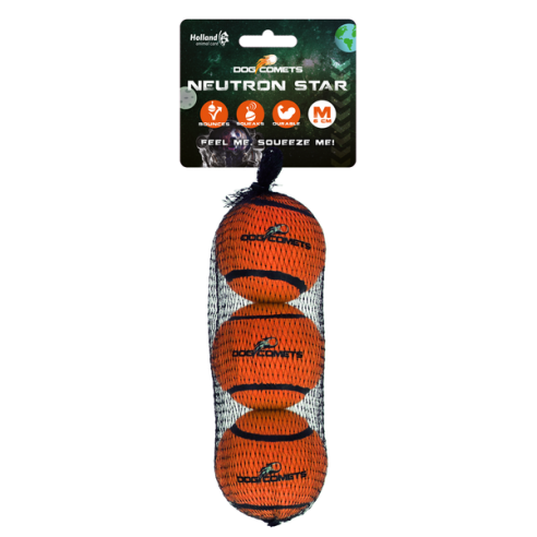 Dog Comets Neutron Star Tennisbal Met Pieper M Oranje (3-pack)