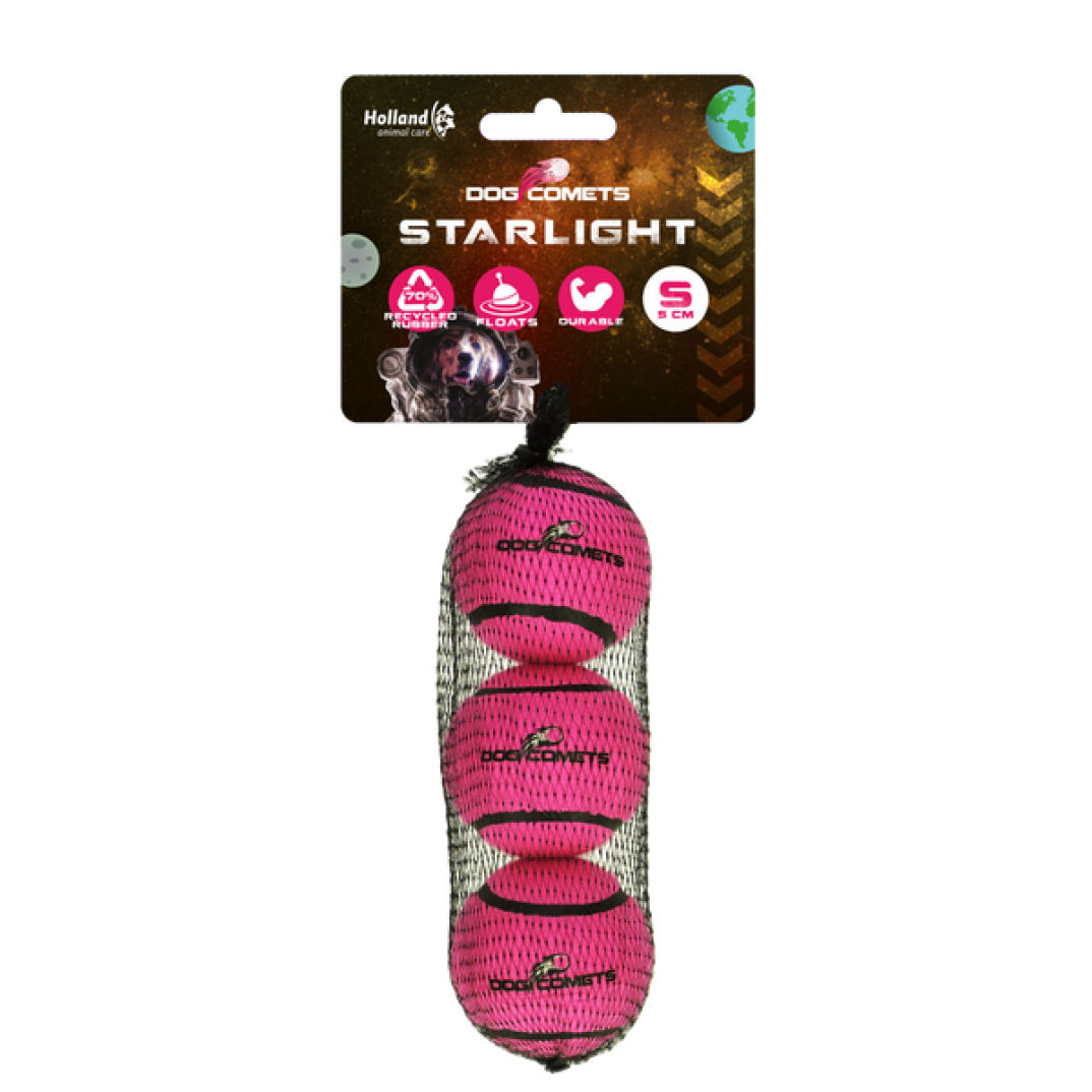 Dog Comets Starlight Tennisbal S Roze (3-pack)
