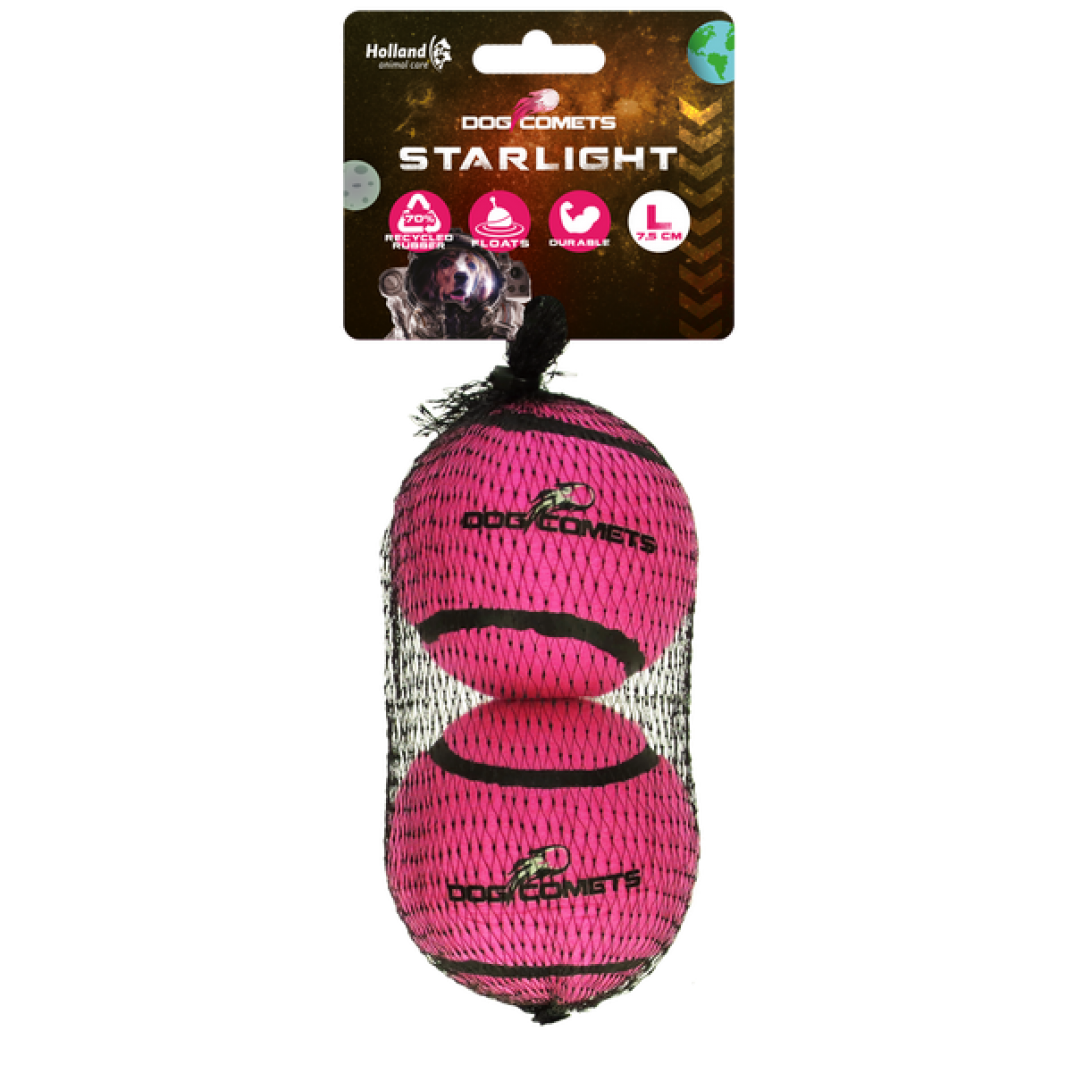 Dog Comets Starlight Tennisbal L Roze (2-pack)