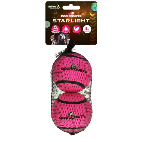 Dog Comets Starlight Tennisbal L Roze (2-pack)