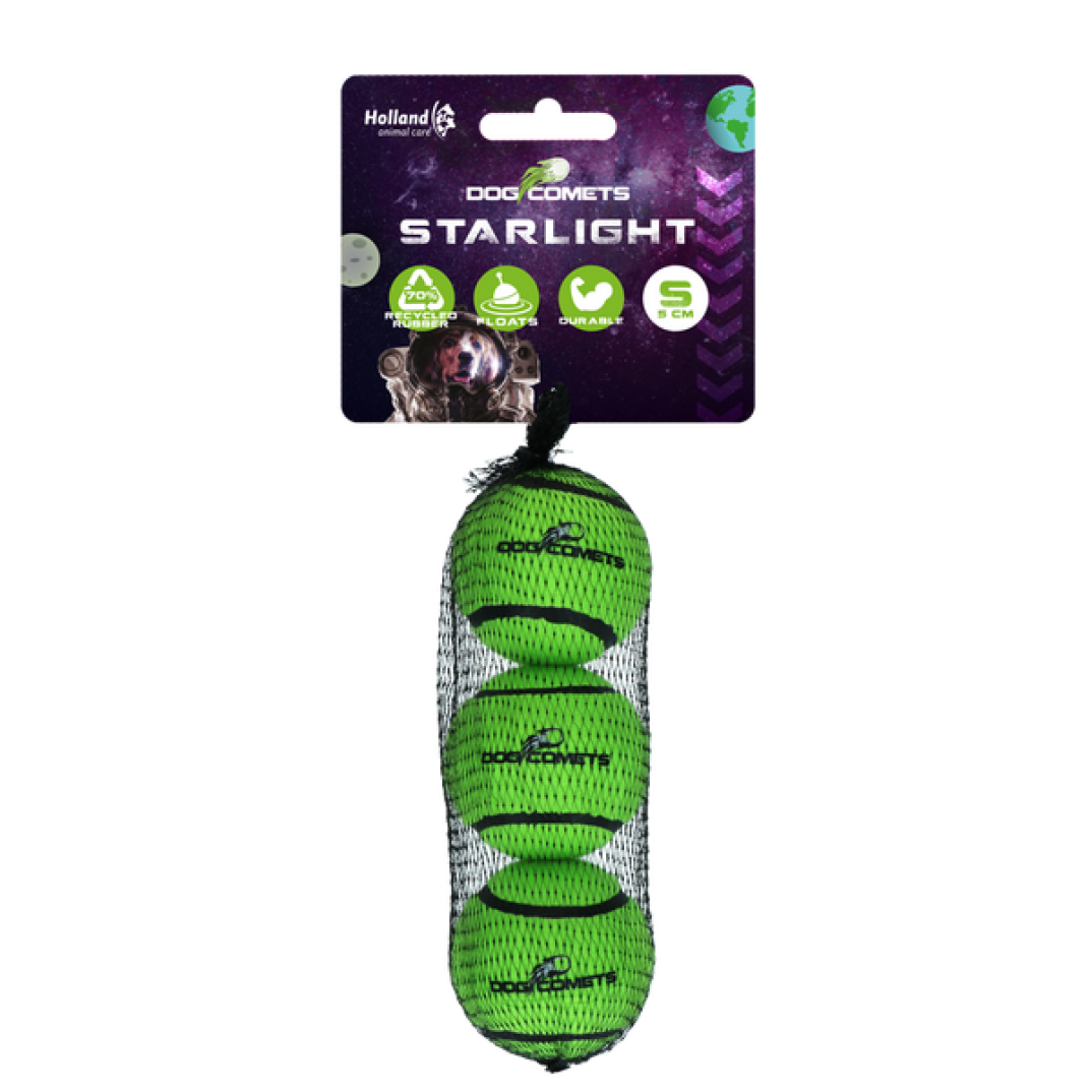 Dog Comets Starlight Tennisbal S Groen (3-pack)