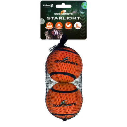 Dog Comets Starlight Tennisbal L Oranje (2-pack)