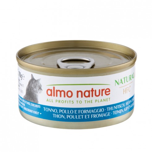Almo Nature HFC  Natural tonijn, Kip en Kaas 70g