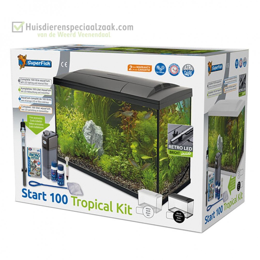 Superfish starters aquarium van inhoud 100 liter speciaal voor tropische vissen kleur is wit