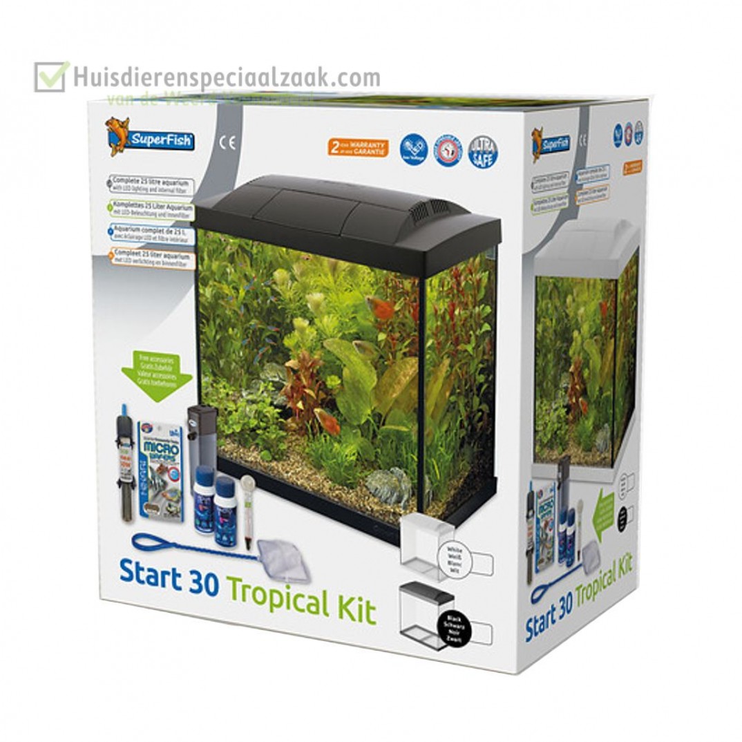 Superfish starters aquarium inhoud van 30 liter met LED verlichting kleur is wit