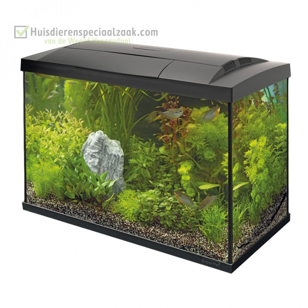 Superfish starters aquarium van inhoud 70 liter speciaal voor tropische vissen kleur is zwart