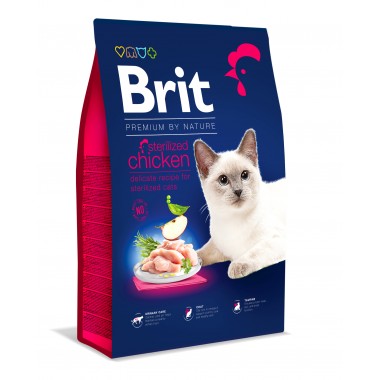 VERSPIL NIET, BESPAAR WEL NU MET KORTING:  Brit Premium by Nature Cat - Sterilized Chicken 8kg THT 12-8