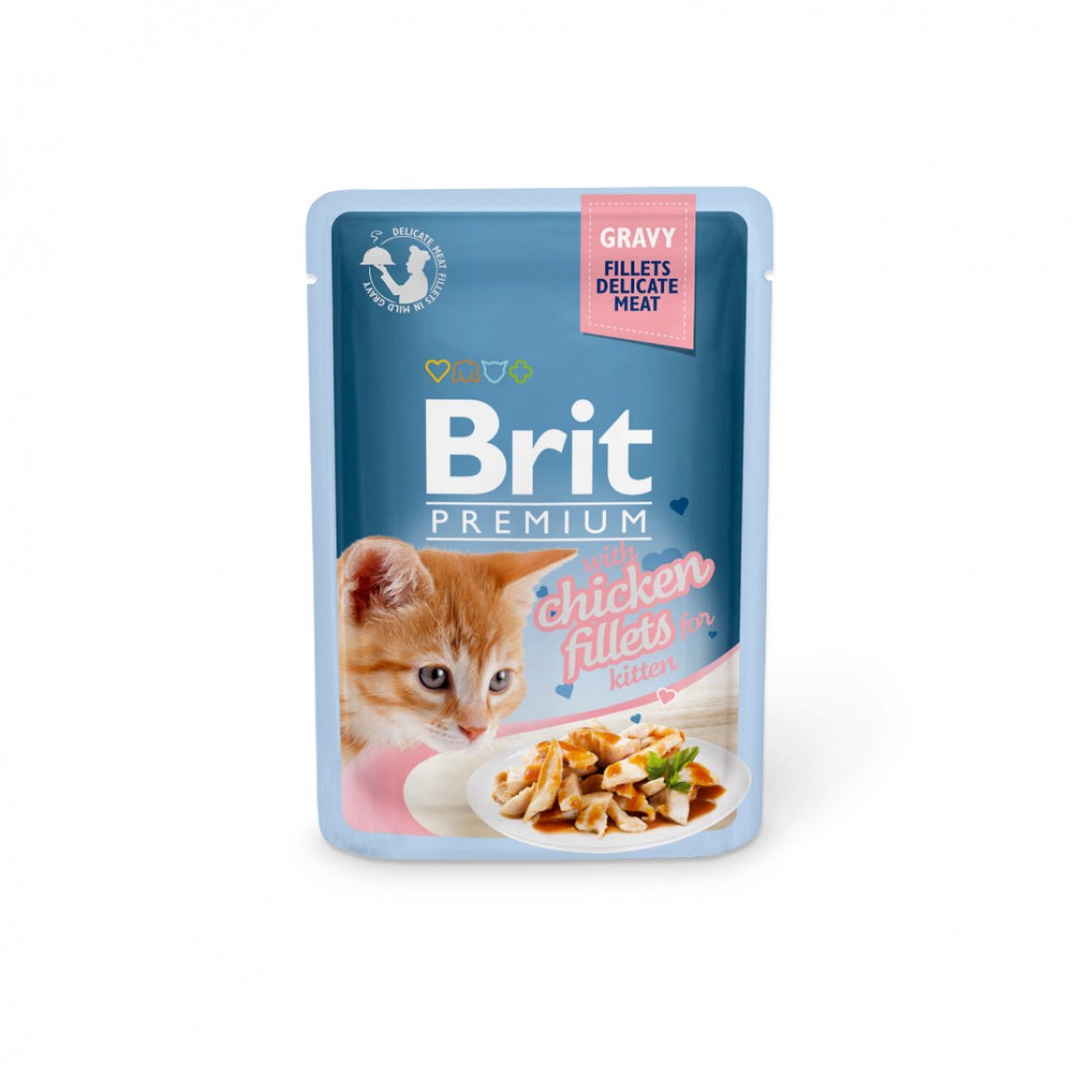 Brit Premium kat Pouche Chicken Fillets in Gravy for Kittens