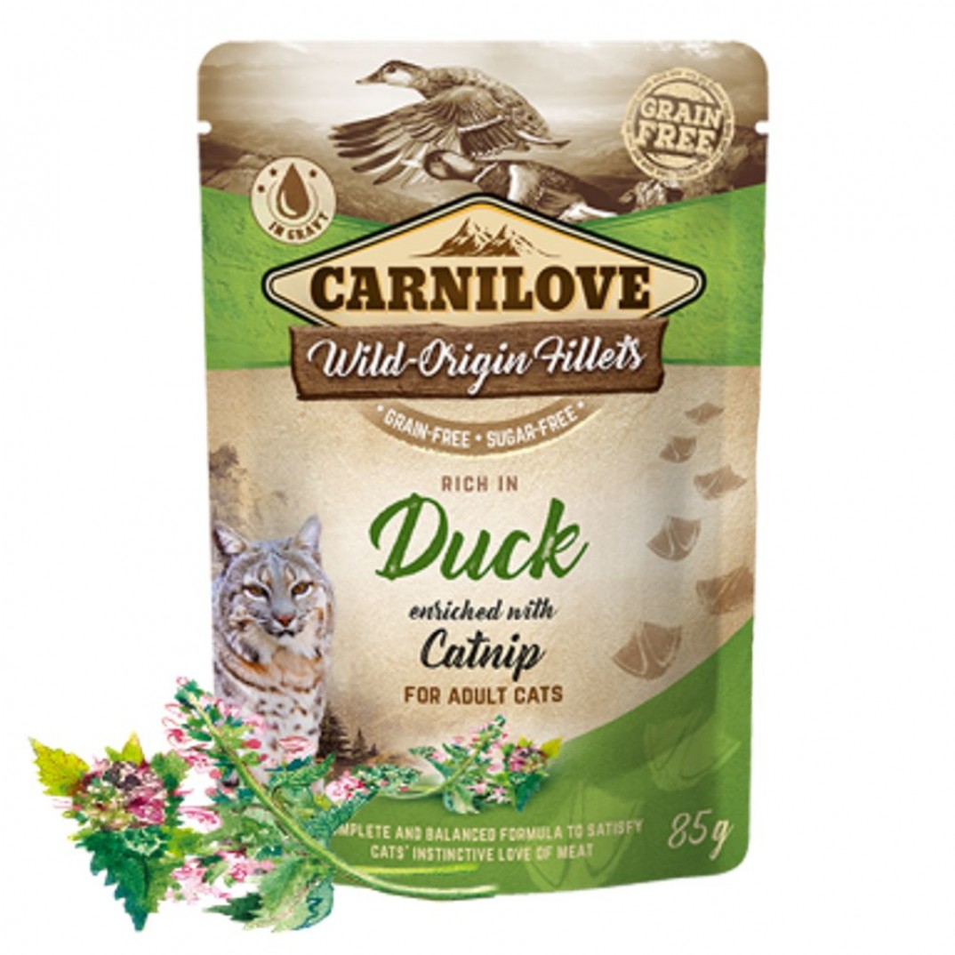 Carnilove zakje voer met eend en kattenkruid voor uw kat inhoud 85 gram