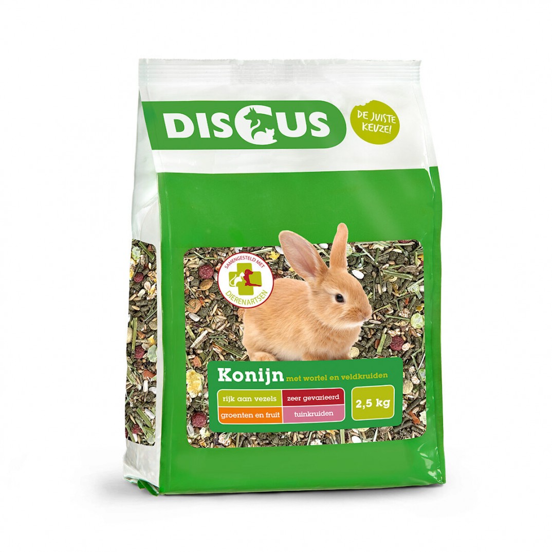 DISCUS Premium Konijnenvoer Wortel en kruiden 2,5kg
