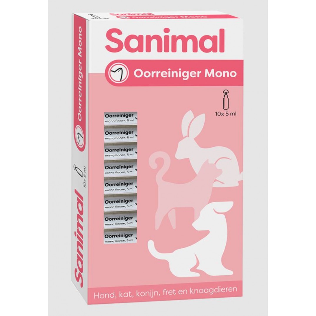 Sanimal Oorreiniger Mono 10x flacons 5ml – oorverzorging huisdieren